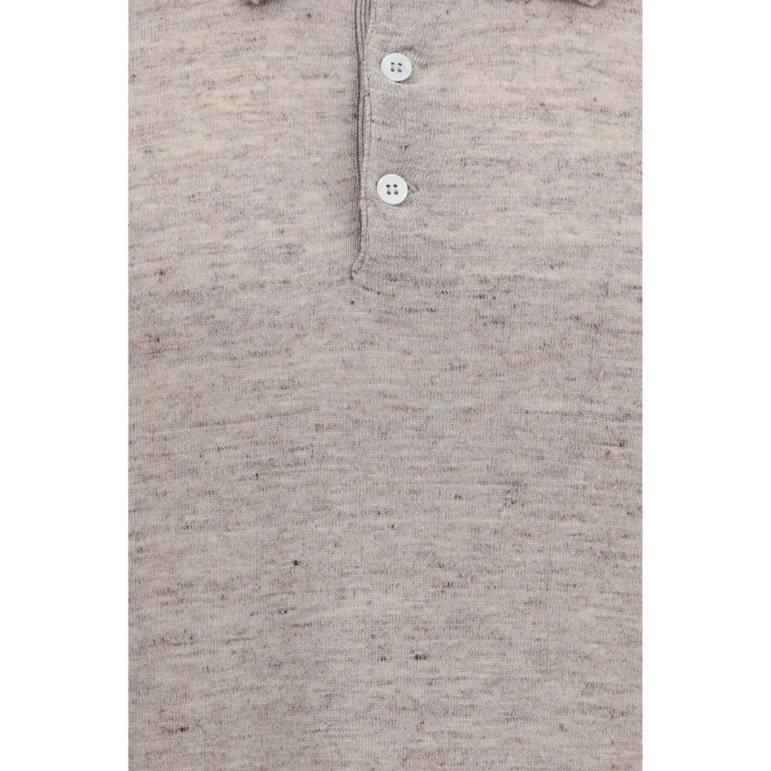 Brunello Cucinelli Beige Linen Polo Shirt