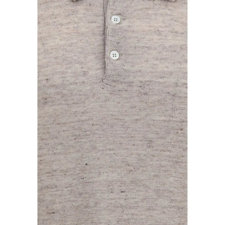 Brunello Cucinelli Beige Linen Polo Shirt