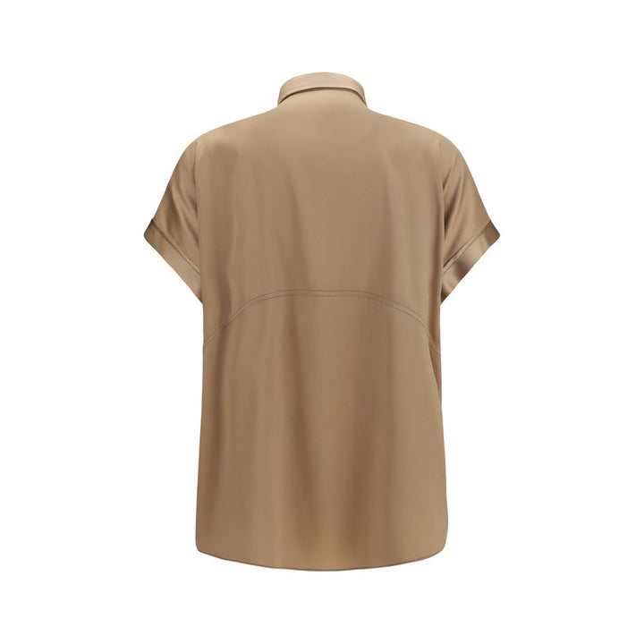 Brunello Cucinelli Shirts - Beige Silk Shortsleeve Shirt