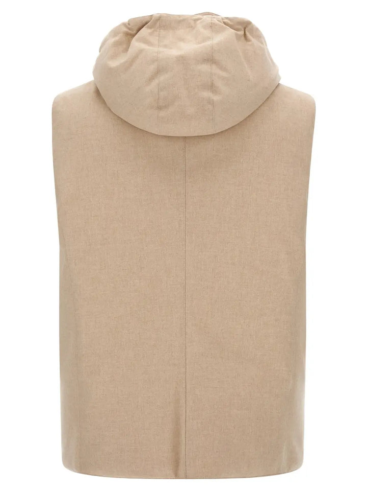 Brunello Cucinelli Beige Wool Sleeveless Jacket