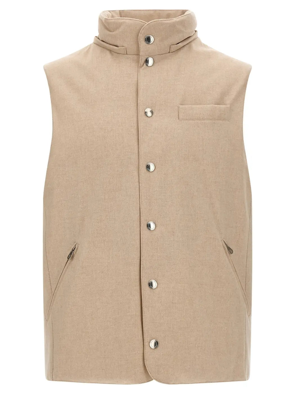Brunello Cucinelli Beige Wool Sleeveless Jacket