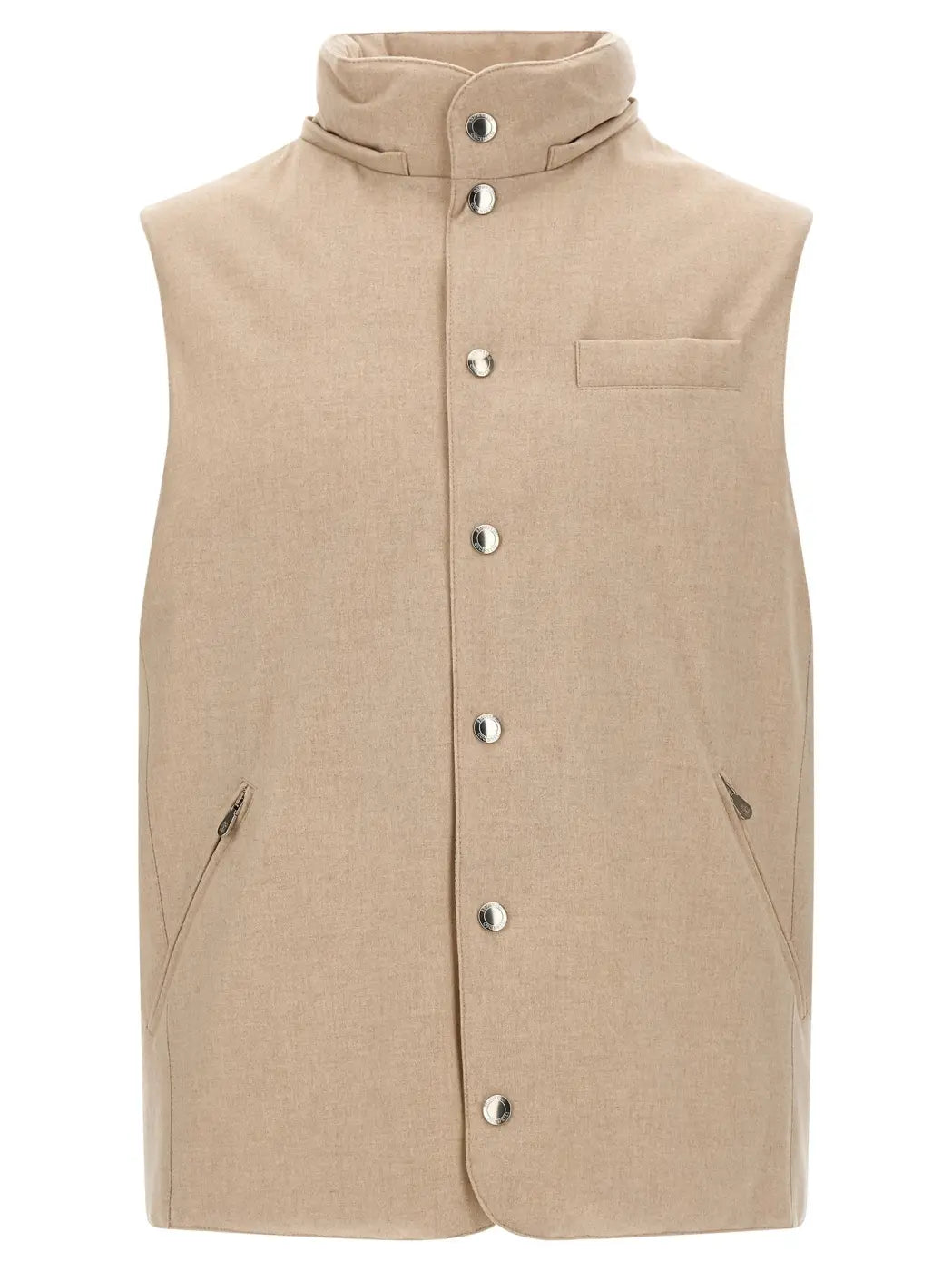 Brunello Cucinelli Beige Wool Sleeveless Jacket