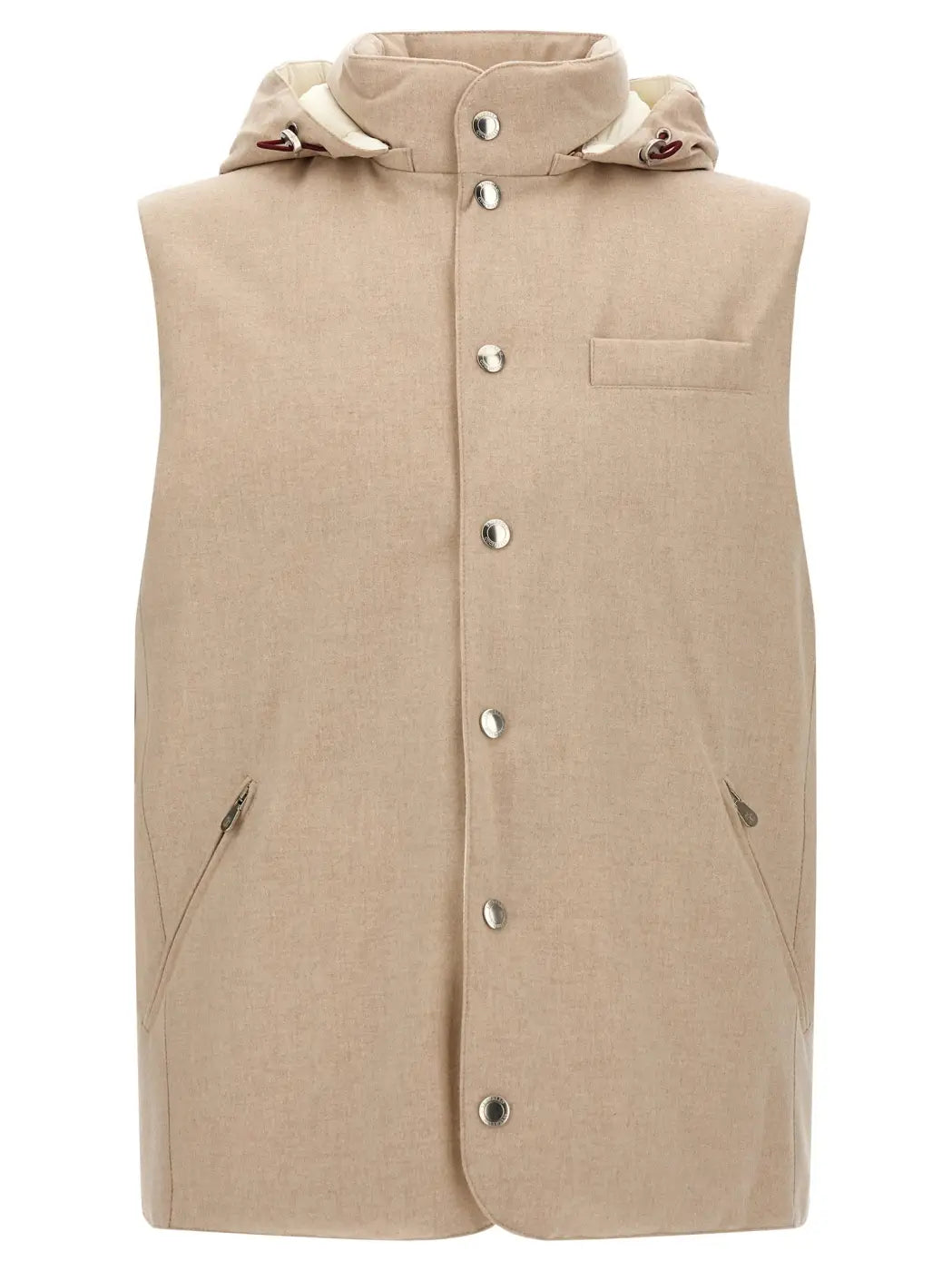 Brunello Cucinelli Beige Wool Sleeveless Jacket