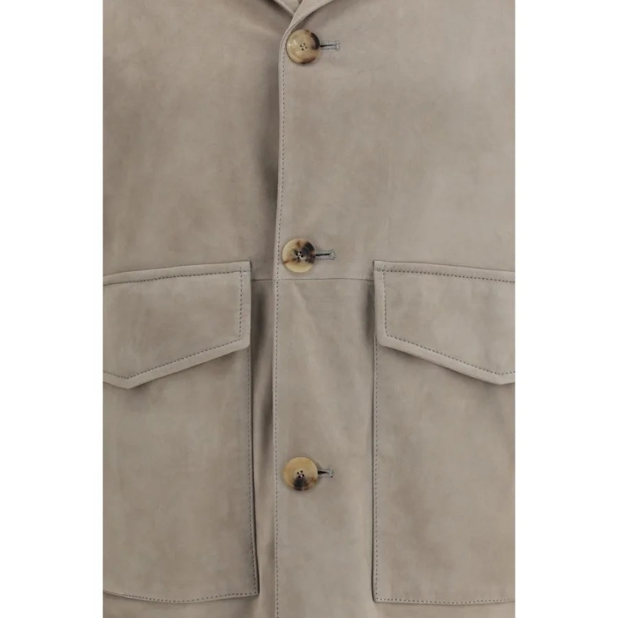 Brunello Cucinelli Bicolor Calf Leather Bos Taurus Coat