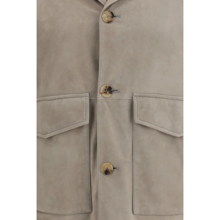 Brunello Cucinelli Bicolor Calf Leather Bos Taurus Coat