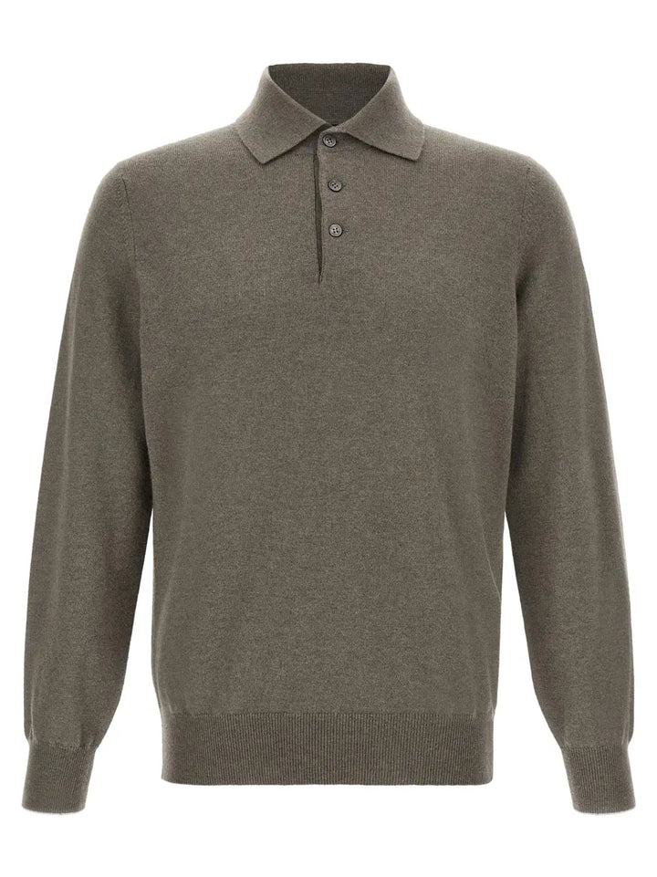 Brunello Cucinelli Bicolor Cashmere Polo Shirt