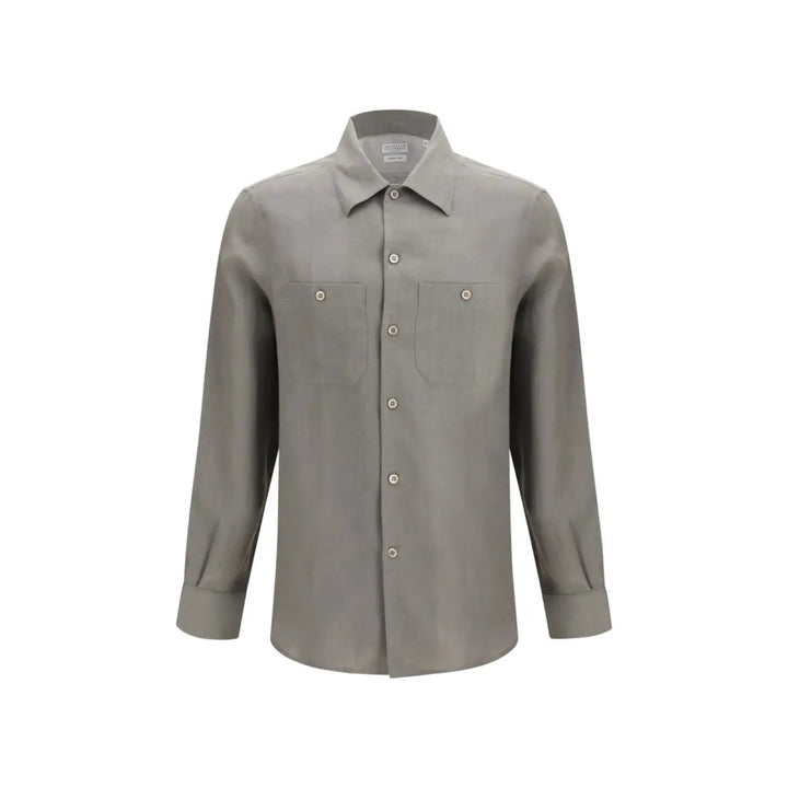 Brunello Cucinelli Bicolor Linen Dress Shirt