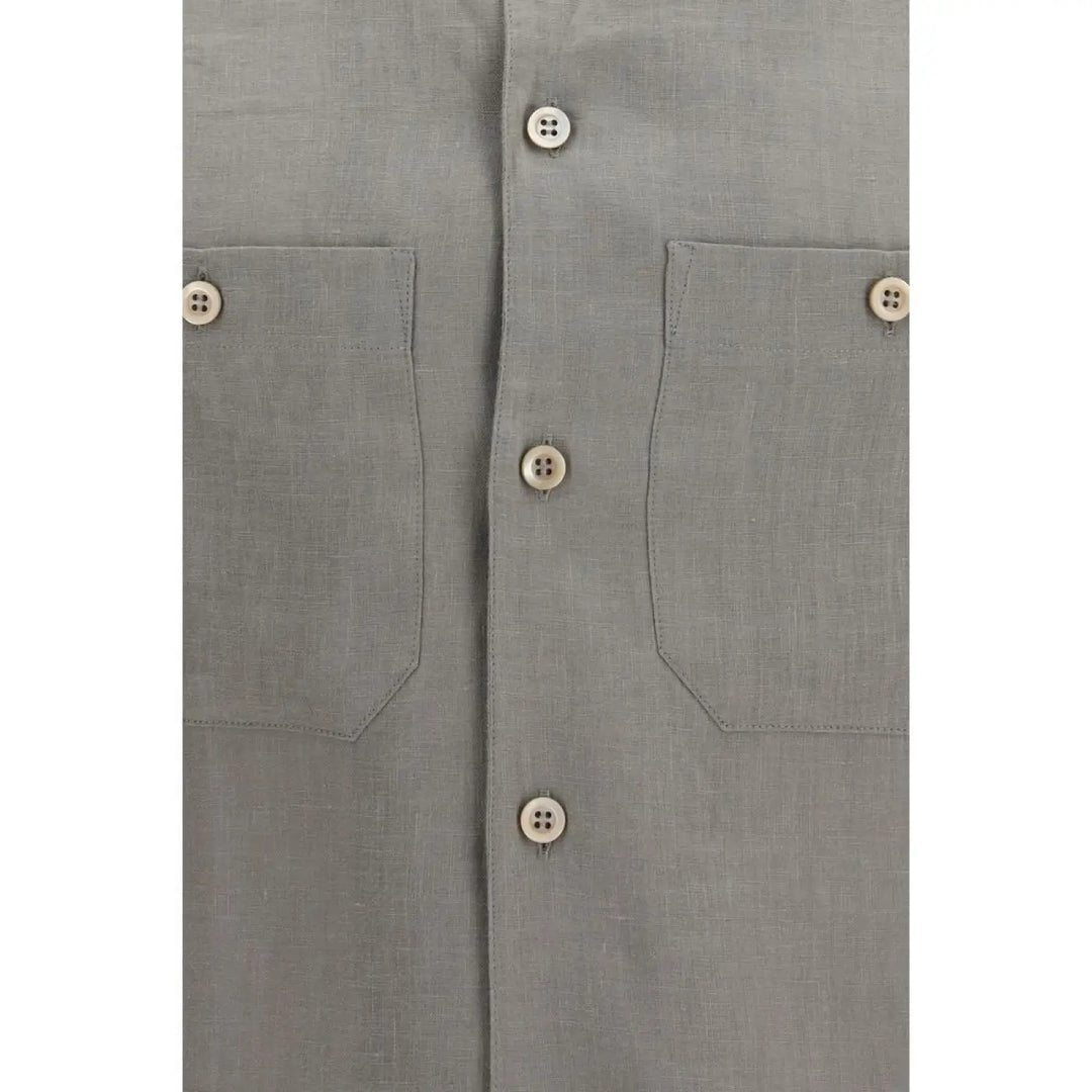 Brunello Cucinelli Bicolor Linen Dress Shirt