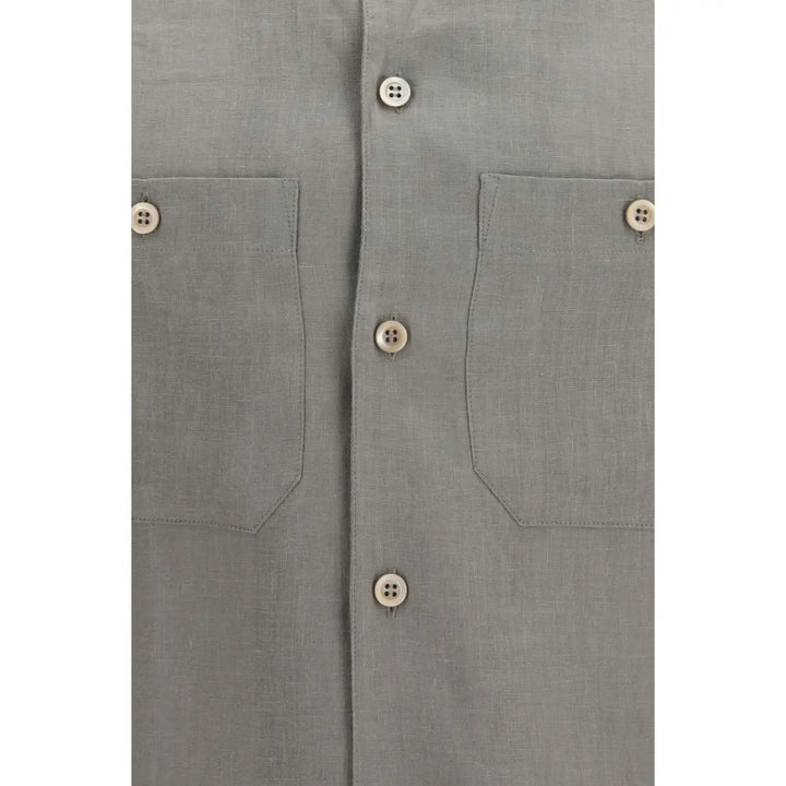 Brunello Cucinelli Bicolor Linen Dress Shirt