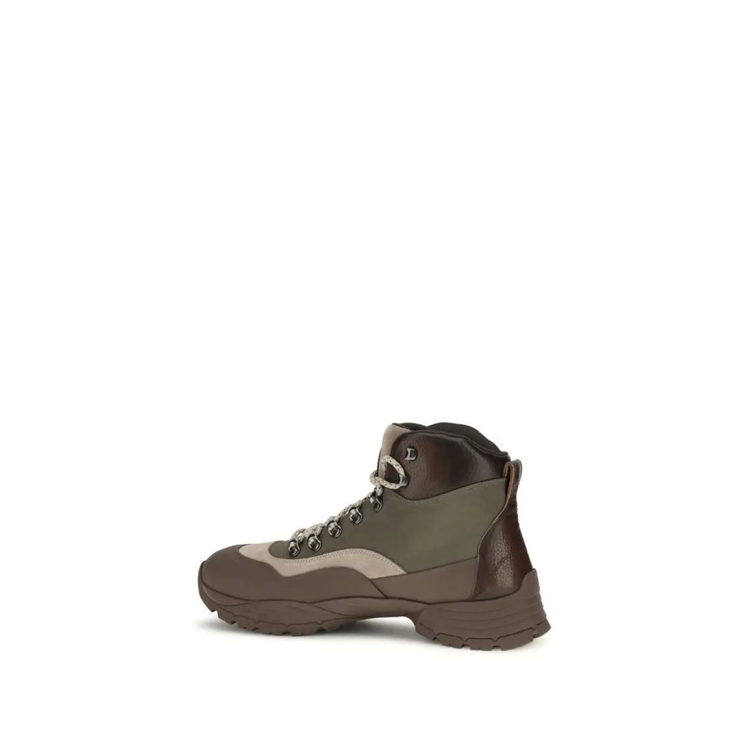 Brunello Cucinelli Bicolor Nylon Lace-up Boots