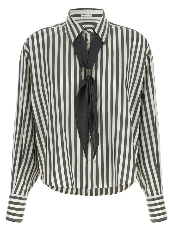 Brunello Cucinelli Bicolor Silk Blouse