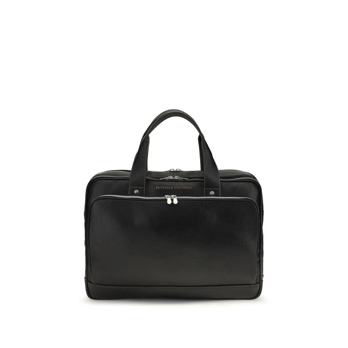 Brunello Cucinelli Black Calf Leather Bos Taurus Handbag