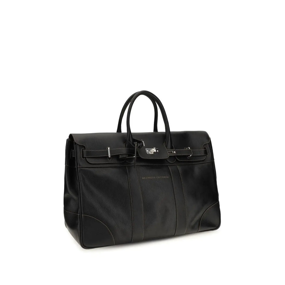Brunello Cucinelli Black Calf Leather Bos Taurus Luggage and Travel