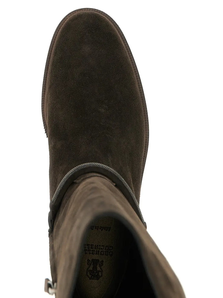 Brunello Cucinelli Black Calfskin Over the Knee