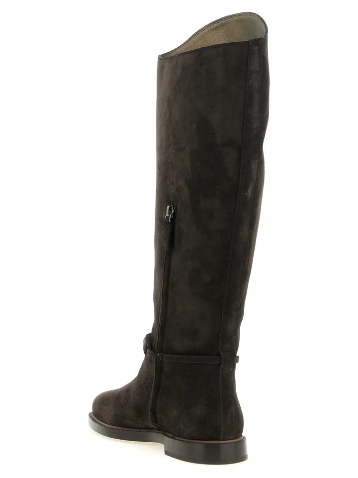 Brunello Cucinelli Black Calfskin Over the Knee