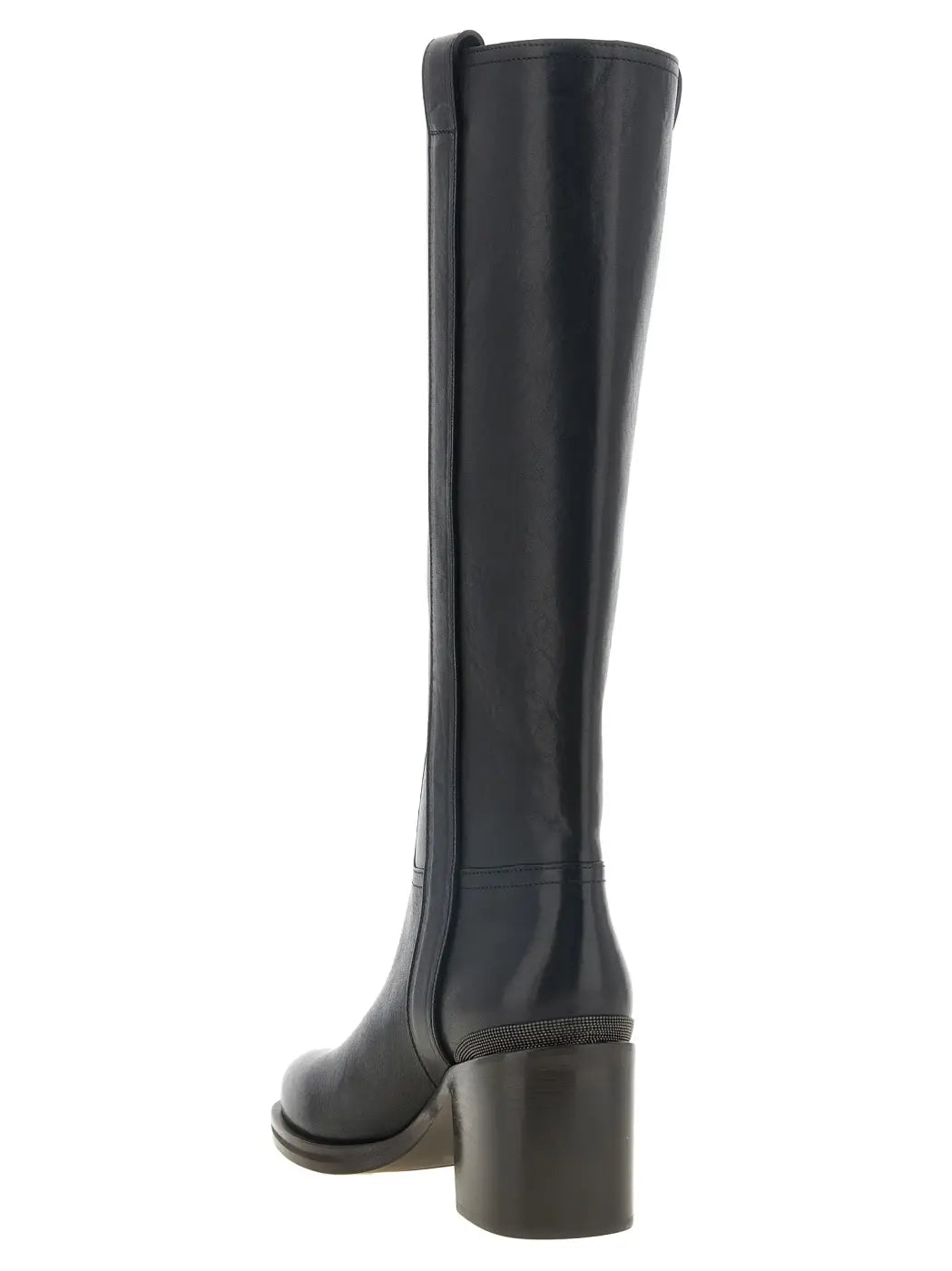 Brunello Cucinelli Black Calfskin Over the Knee