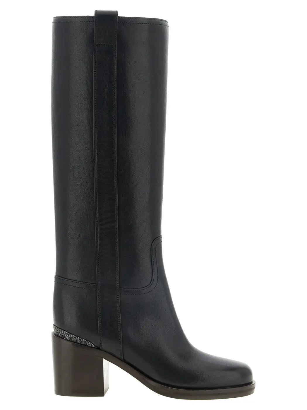 Brunello Cucinelli Black Calfskin Over the Knee