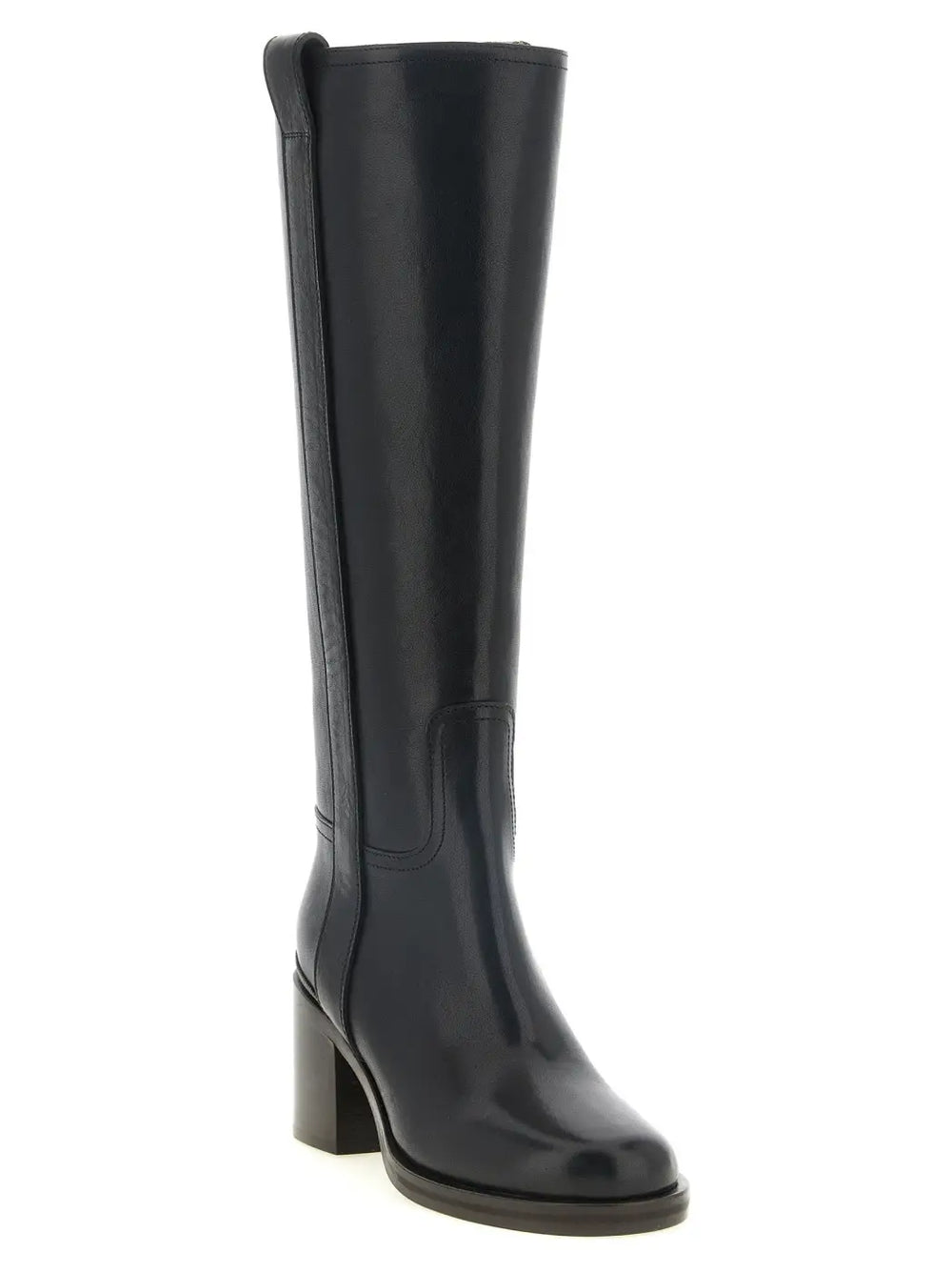 Brunello Cucinelli Black Calfskin Over the Knee