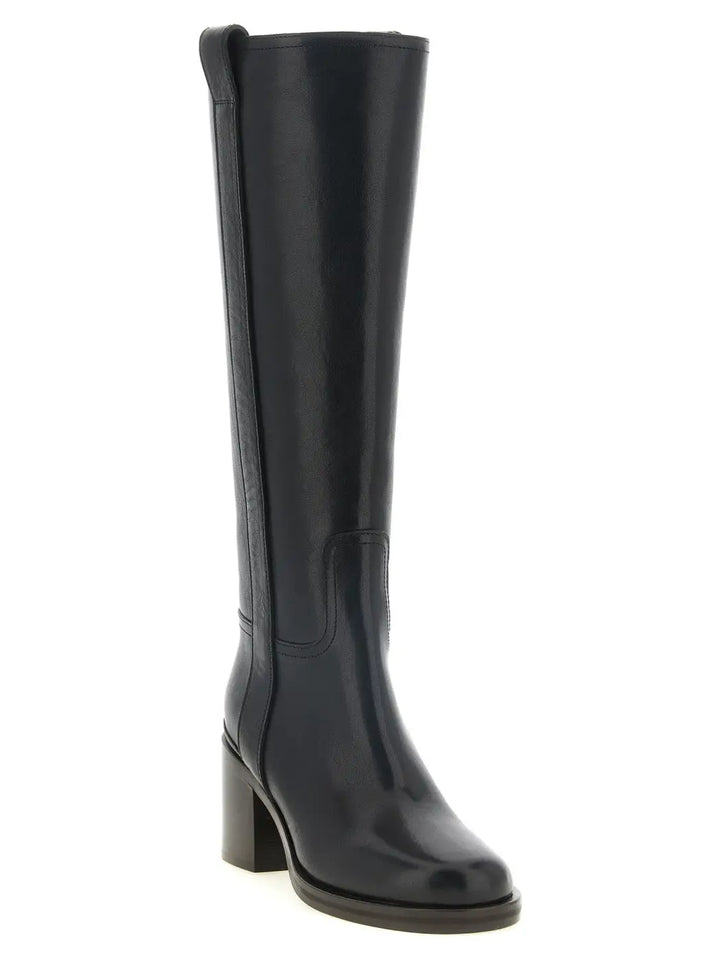 Brunello Cucinelli Black Calfskin Over the Knee