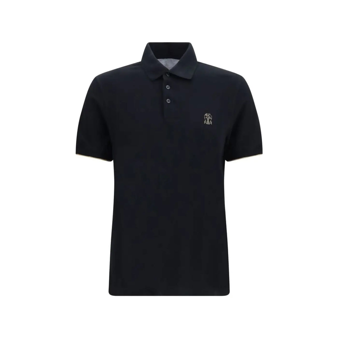 Brunello Cucinelli Black Cotton Polo Shirt
