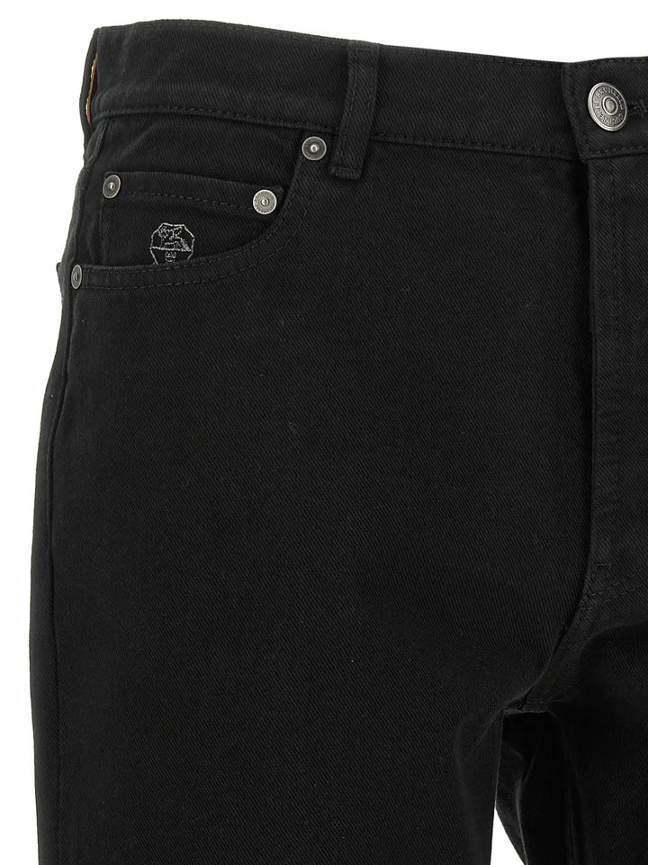Brunello Cucinelli Black Cotton Straight-leg Jeans
