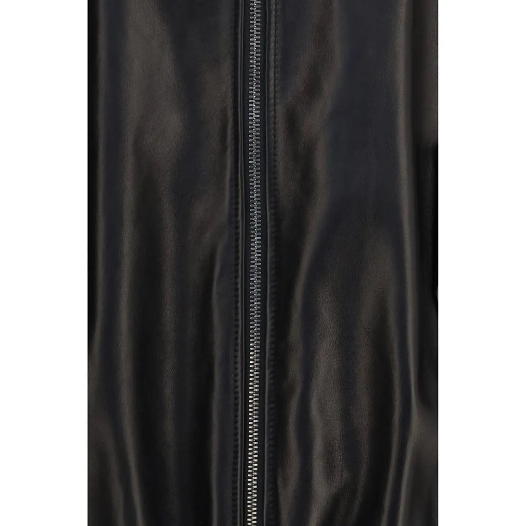 Brunello Cucinelli Black Lamb Ovis Aries Leather Jacket