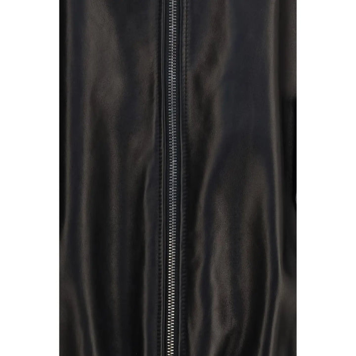 Brunello Cucinelli Black Lamb Ovis Aries Leather Jacket