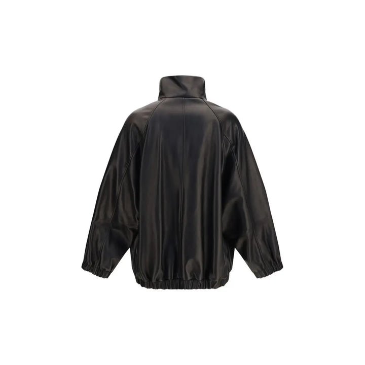 Brunello Cucinelli Black Lamb Ovis Aries Leather Jacket