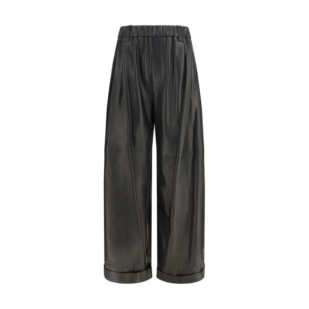 Brunello Cucinelli Black Leather Pants