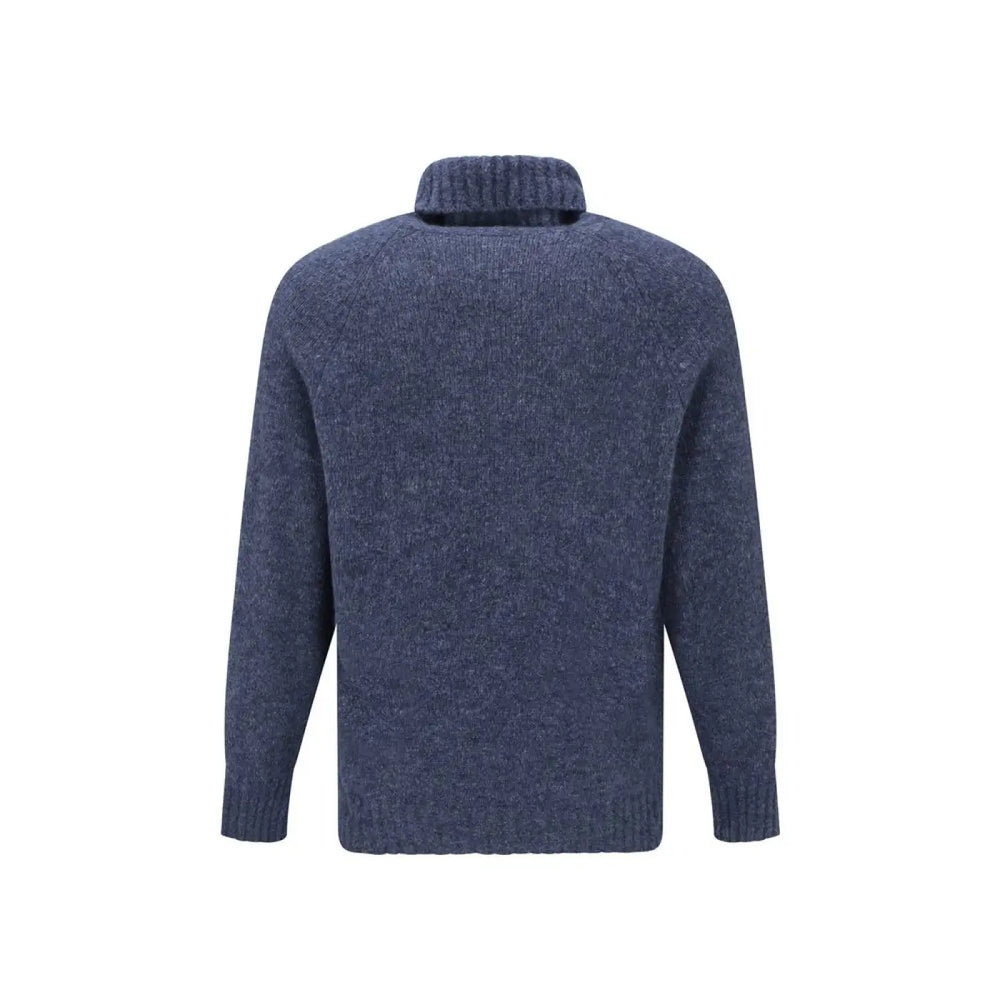 Brunello Cucinelli Blue Alpaca Leather Turtleneck