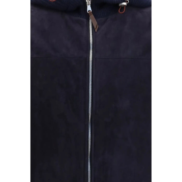 Brunello Cucinelli Blue Calf Leather Bos Taurus Full-length Jacket