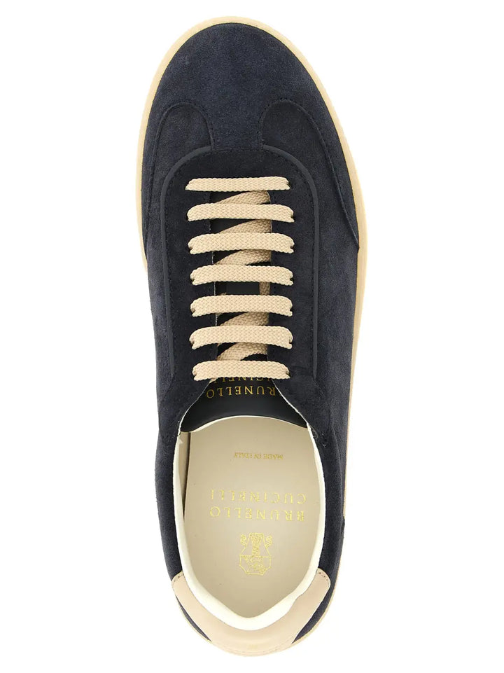 Brunello Cucinelli Blue Calfskin Low Top Sneakers