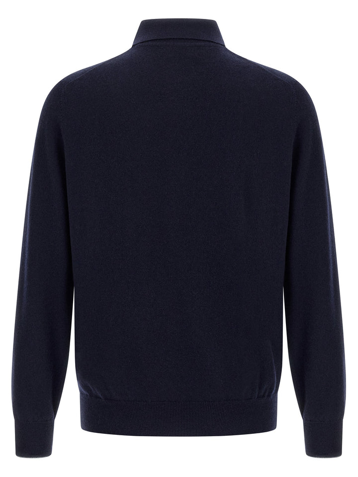 Brunello Cucinelli Blue Cashmere Polo Shirt
