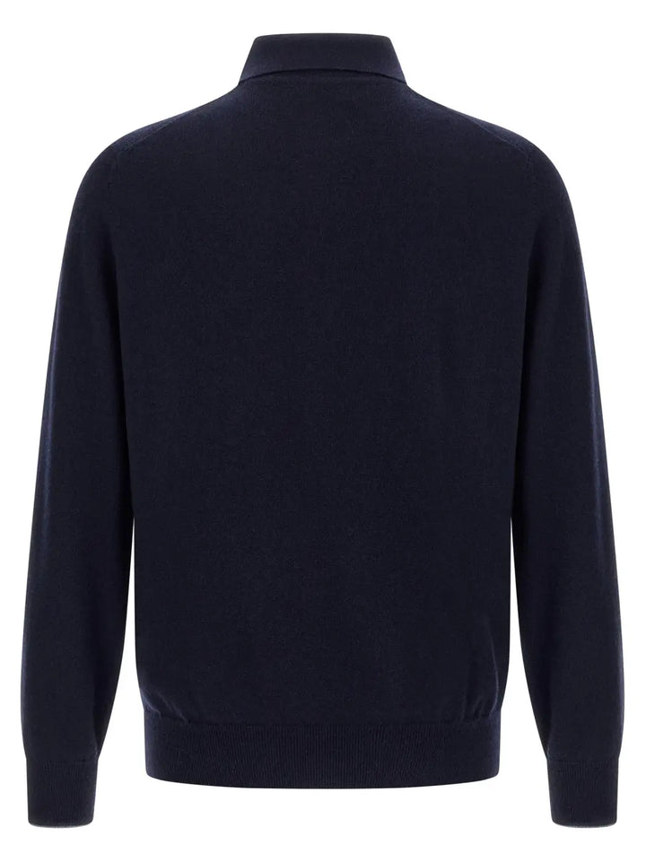 Brunello Cucinelli Blue Cashmere Polo Shirt