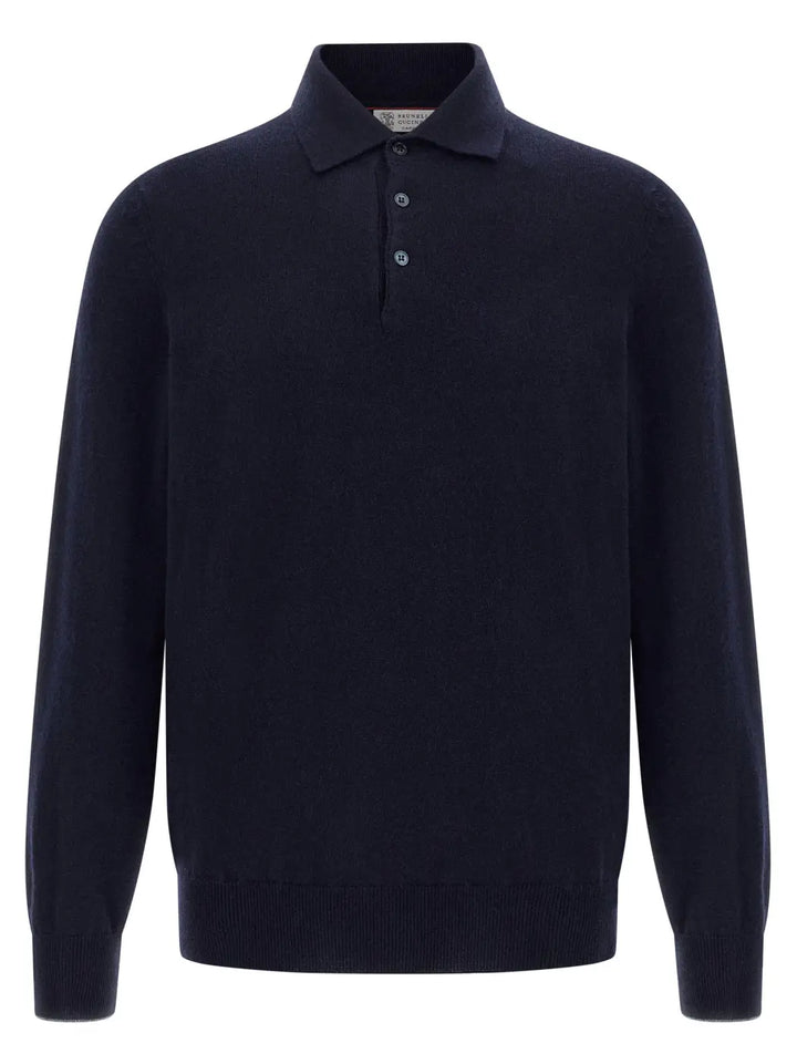 Brunello Cucinelli Blue Cashmere Polo Shirt