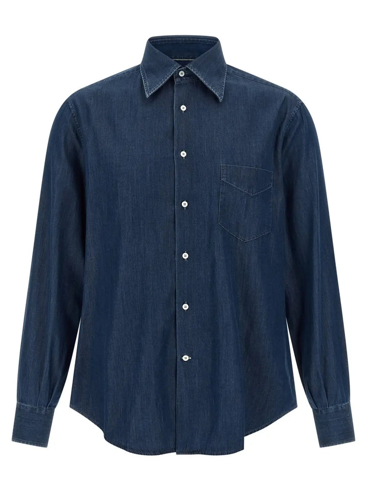 Brunello Cucinelli Blue Cotton Blouse