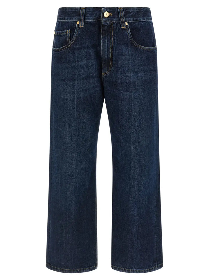 Brunello Cucinelli Blue Cotton Cropped Jeans