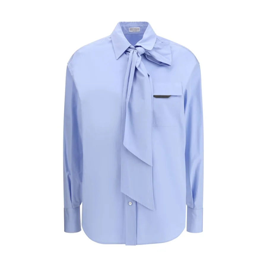 Brunello Cucinelli Blue Cotton Dress Shirt