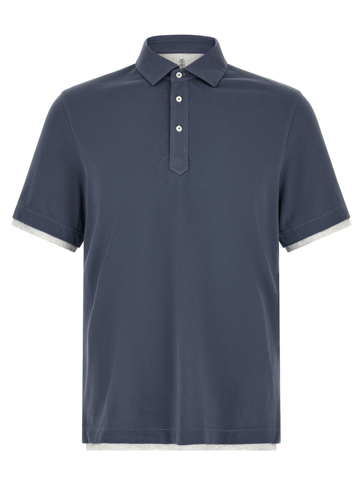 Brunello Cucinelli Blue Cotton Polo Shirt