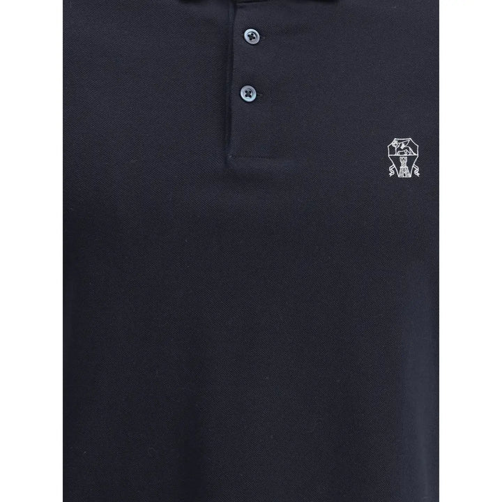 Brunello Cucinelli Blue Cotton Polo Shirt