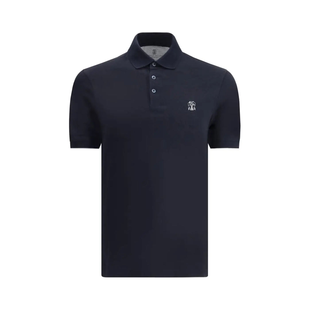 Brunello Cucinelli Blue Cotton Polo Shirt