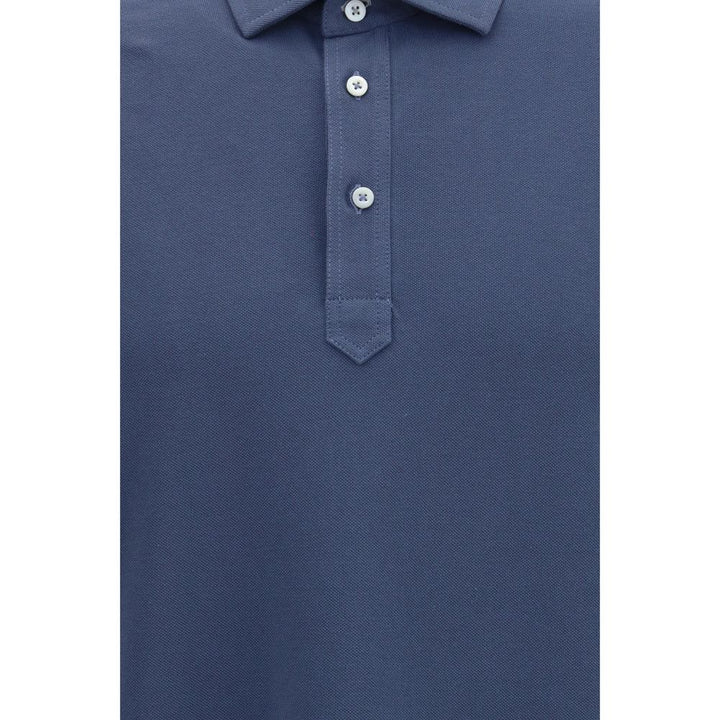 Brunello Cucinelli Blue Cotton Polo Shirt