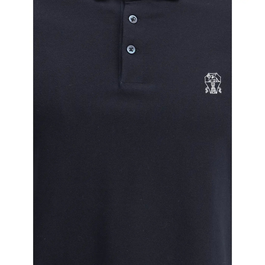 Brunello Cucinelli Blue Cotton Polo Shirt