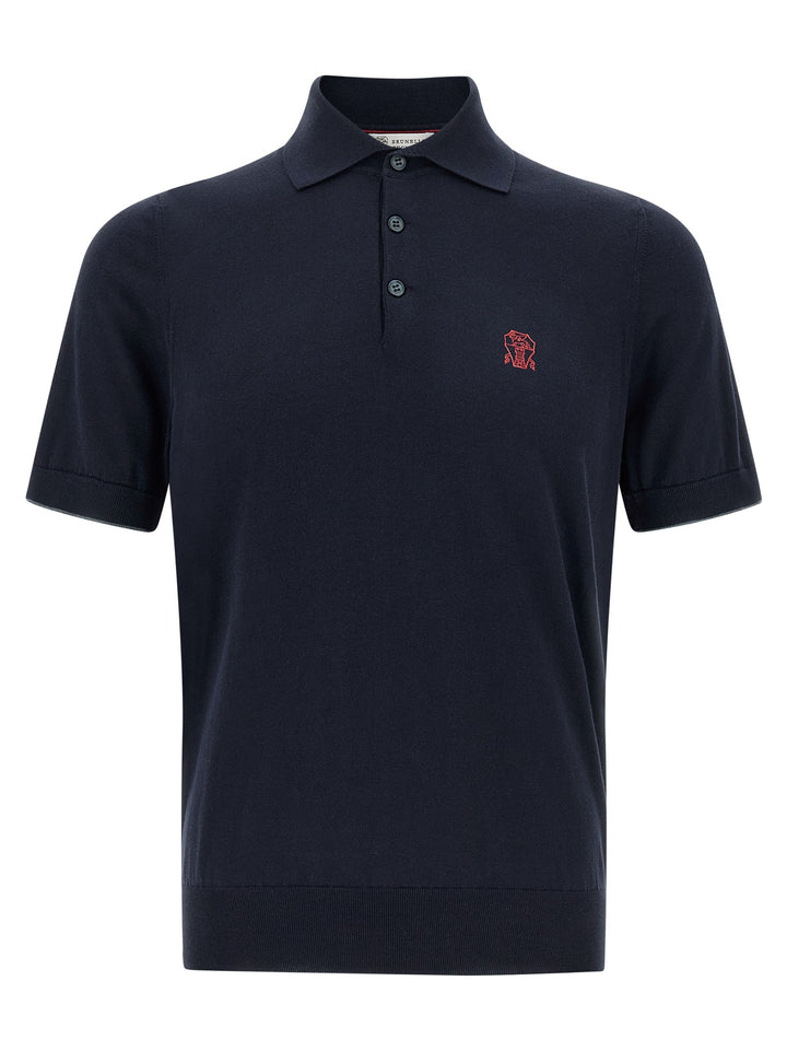 Brunello Cucinelli Blue Cotton Polo Shirt