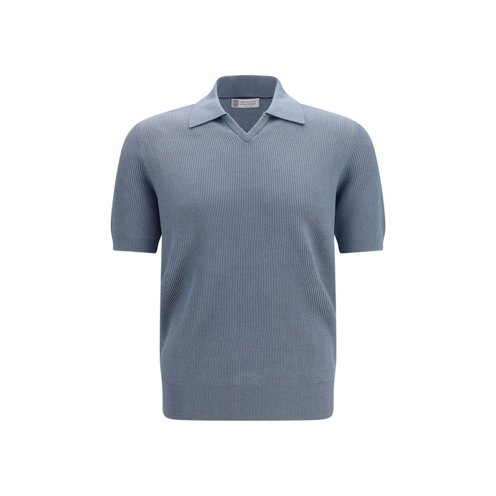 Brunello Cucinelli Blue Cotton Polo Shirt