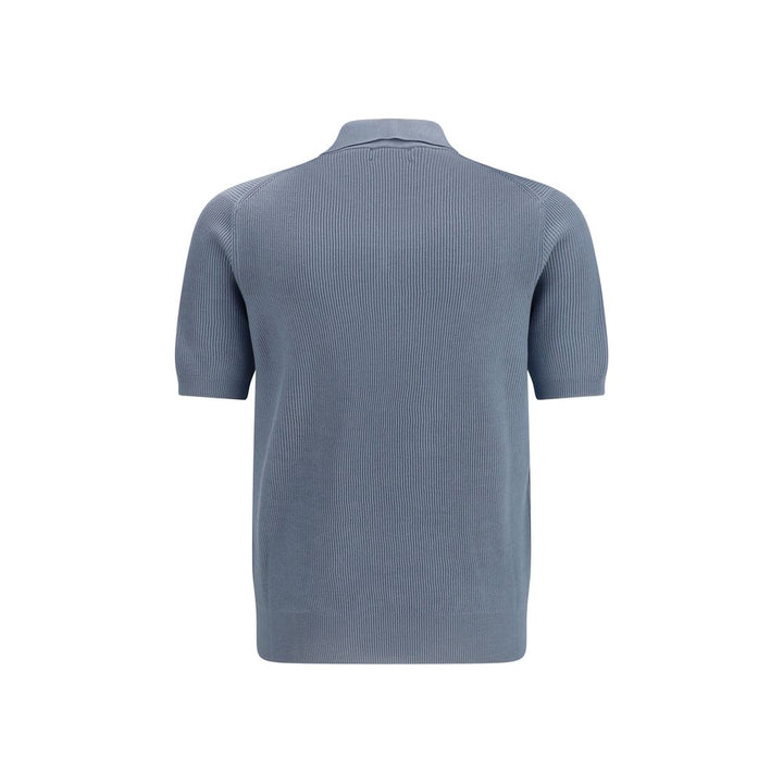 Brunello Cucinelli Blue Cotton Polo Shirt