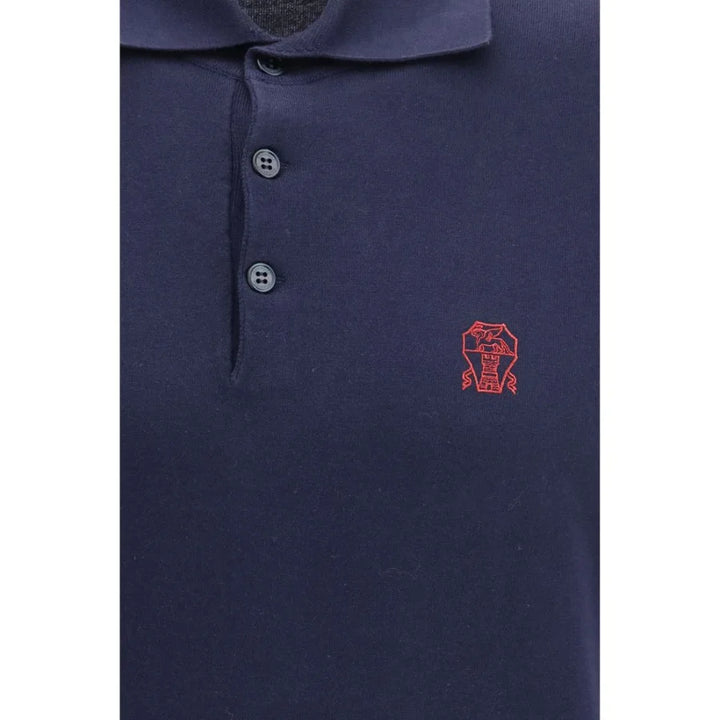 Brunello Cucinelli Blue Cotton Polo Shirt