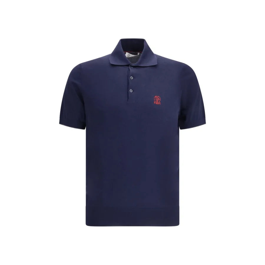 Brunello Cucinelli Blue Cotton Polo Shirt
