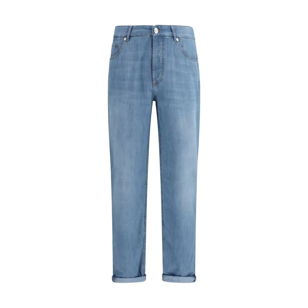Brunello Cucinelli Blue Cotton Relaxed Fit Jeans