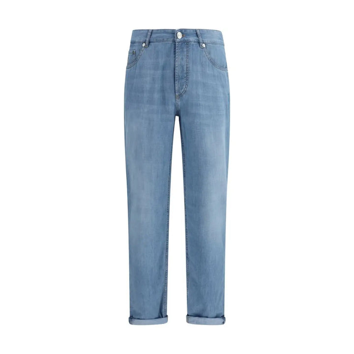Brunello Cucinelli Blue Cotton Relaxed Fit Jeans